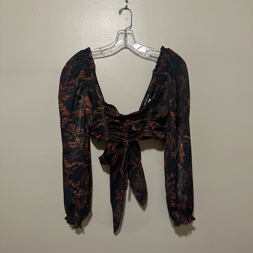 Orange/Black Tiger Bamboo Floral Women's Top